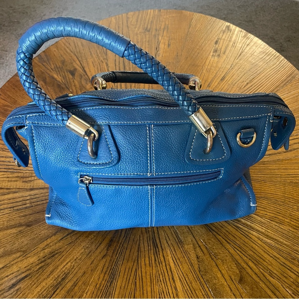 Y2K Elegant Blue Leather Satchel with Braided Handle